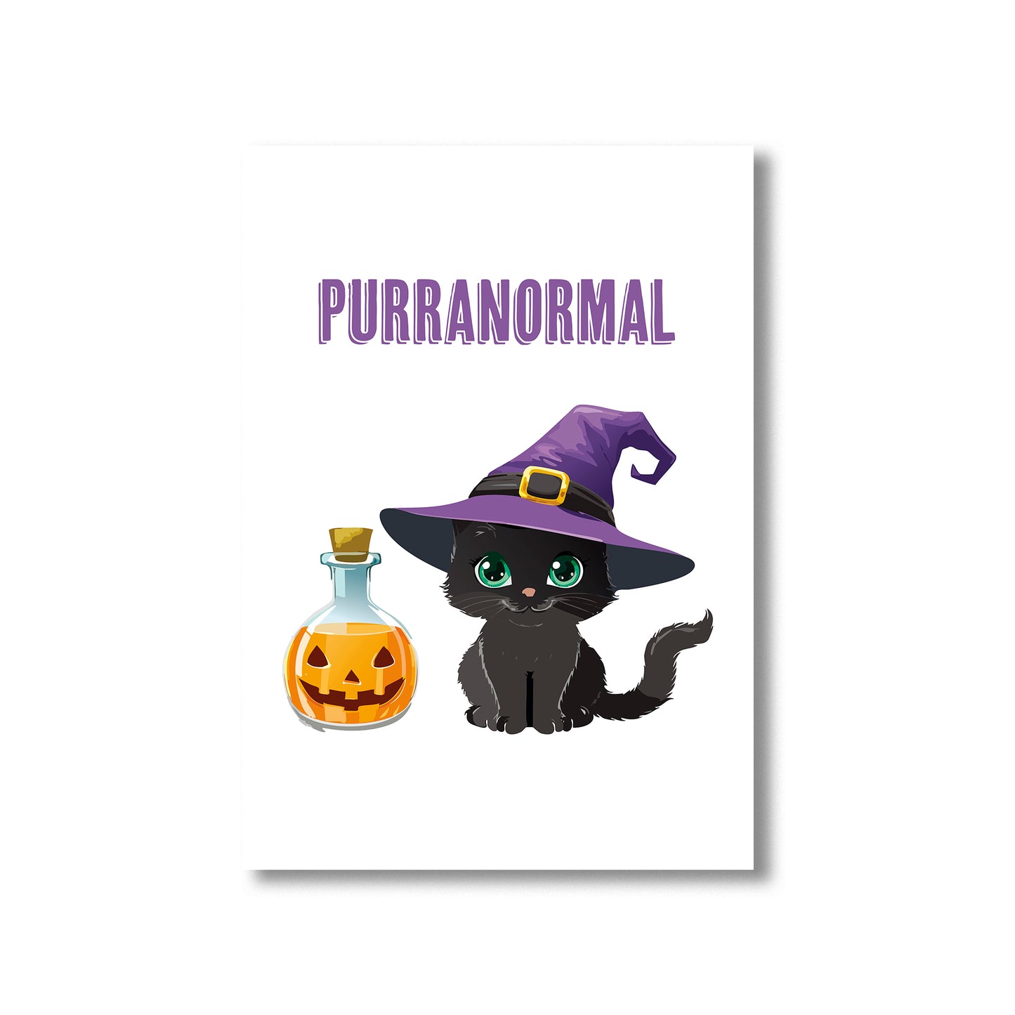 Cute Halloween witch cat art “Purranormal” poster