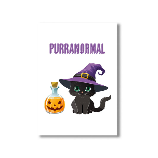 Cute Halloween witch cat art “Purranormal” poster