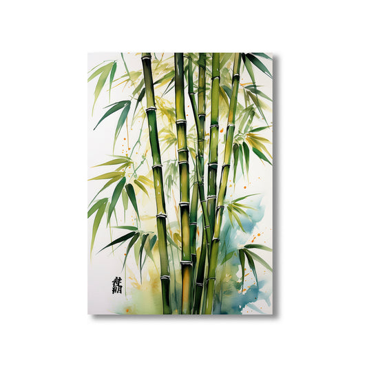 Zen Bamboo Watercolor Wall Art Print – Digital Download Minimalist Nature Decor