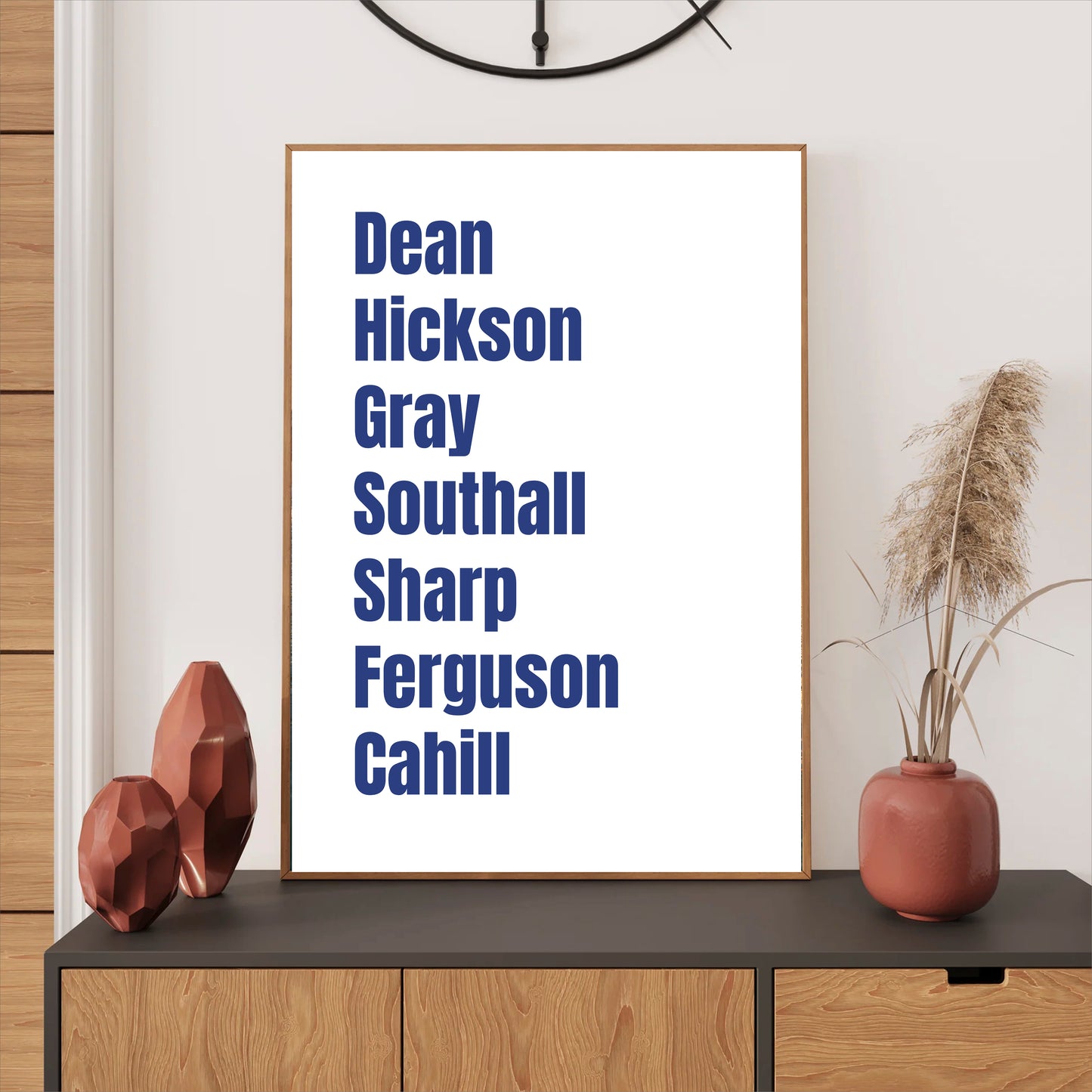 Everton Legends Wall Art Print featuring Dean, Hickson, Gray, Southall, Sharp, Ferguson, and Cahill – Digital Download PDF Football Home Decor