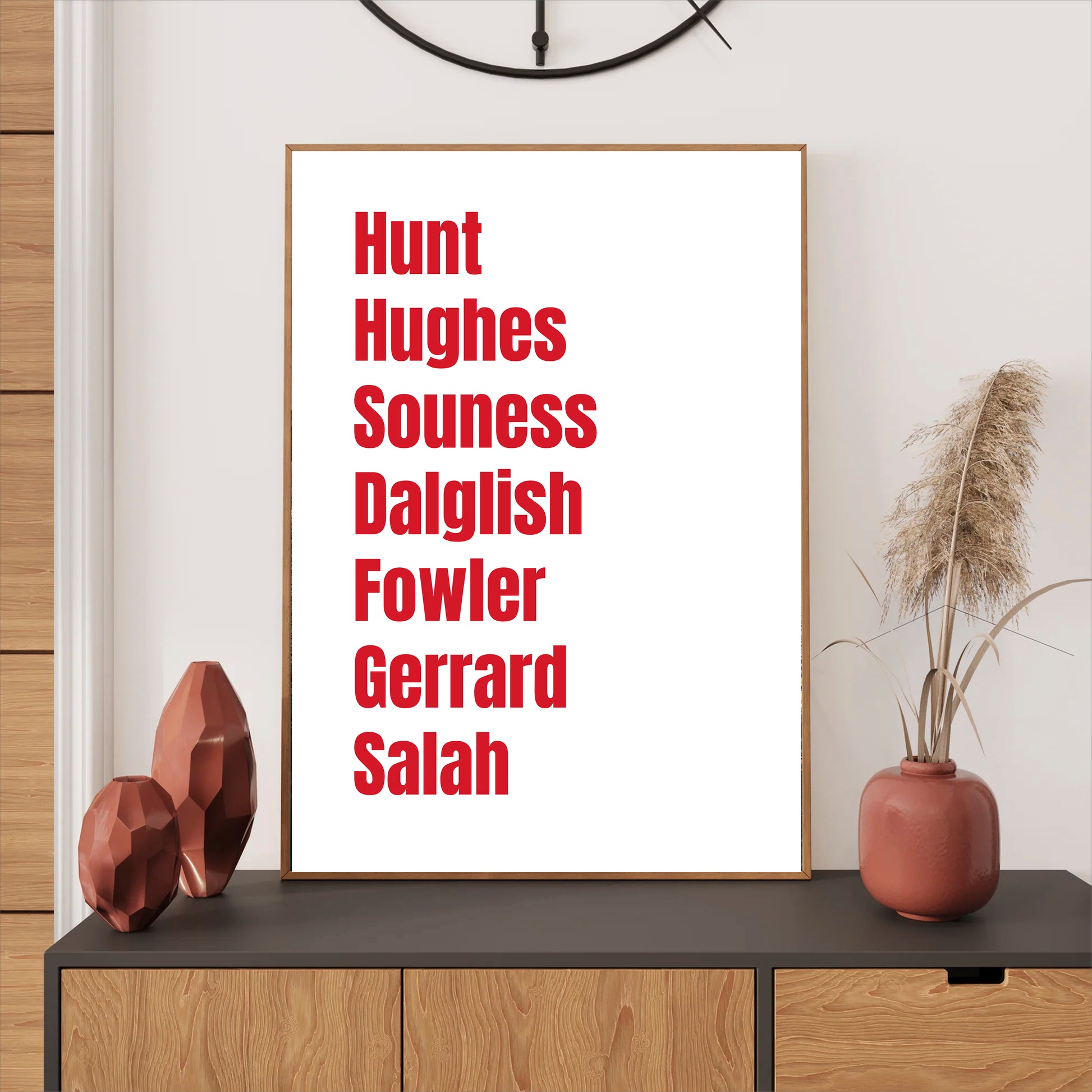 Liverpool Legends Wall Art Print featuring Hunt, Hughes, Souness, Dalglish, Fowler, Gerrard, and Salah – Digital Download PDF Football Home Decor