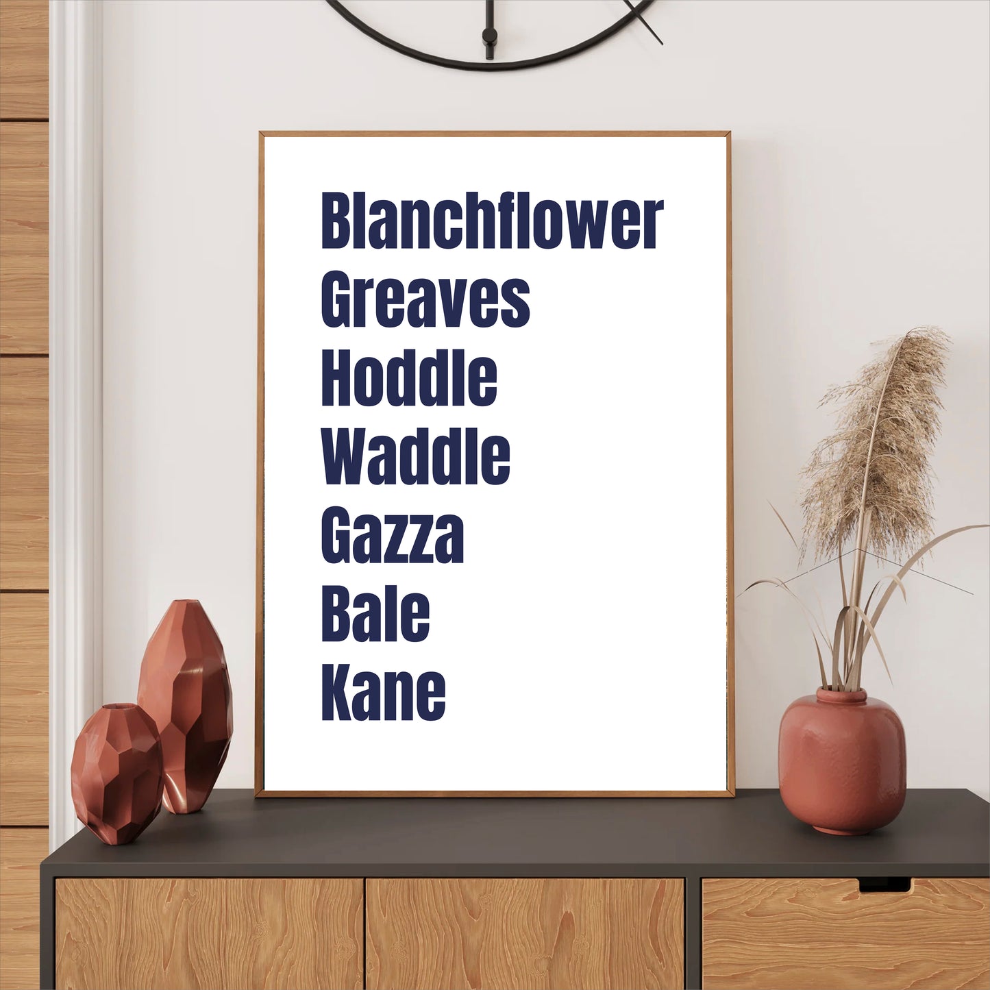 Tottenham Hotspur Legends Wall Art Print featuring Blanchflower, Greaves, Hoddle, Waddle, Gazza, Bale, and Kane – Digital Download PDF Football Home Decor