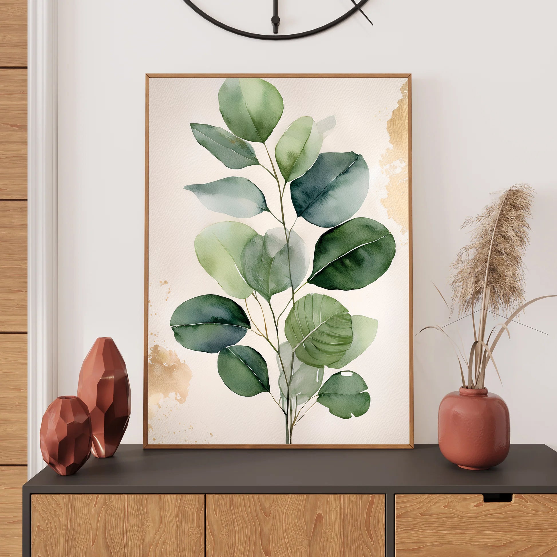 Eucalyptus and Monstera Leaves Wall Art Print – Digital Download Botanical Home Decor