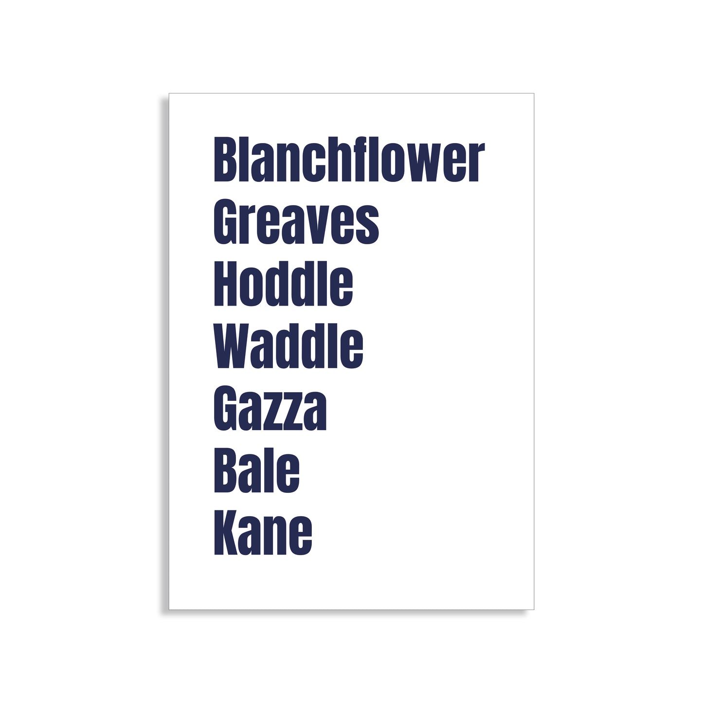 Tottenham Hotspur Legends Wall Art Print featuring Blanchflower, Greaves, Hoddle, Waddle, Gazza, Bale, and Kane – Digital Download PDF Football Home Decor